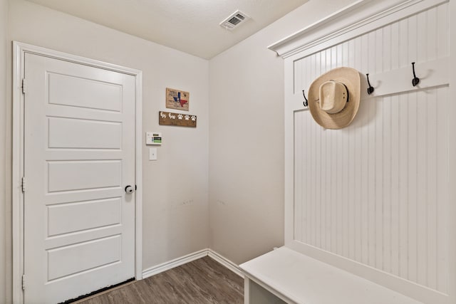 1813 Aslynn Cir, Aubrey, TX 76227 - mudroom featuring baseboards and dark wood-type flooring
