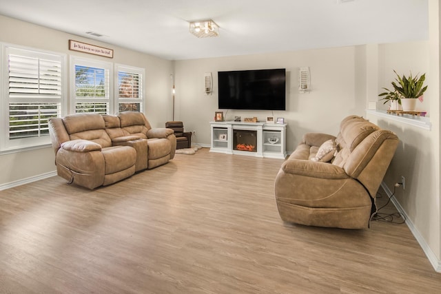 living room featuring light hardwood / wood-style floors