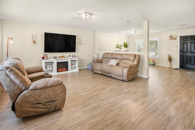 living room featuring light hardwood / wood-style floors