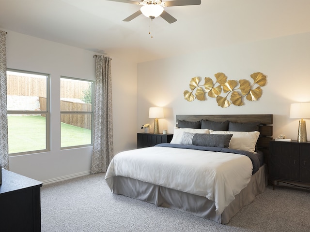 bedroom with carpet and ceiling fan