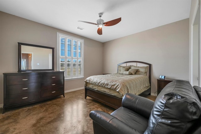 bedroom featuring ceiling fan