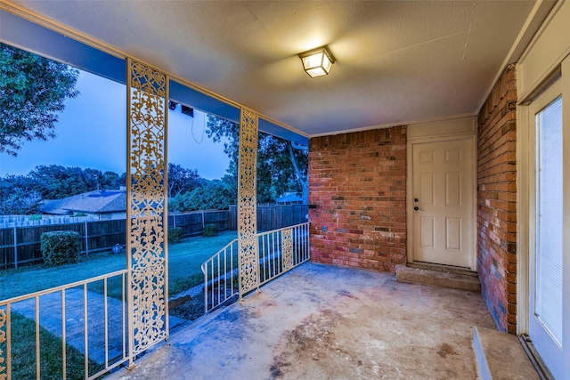 view of unfurnished sunroom