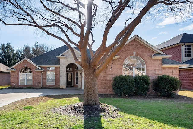 view of front facade with a front yard