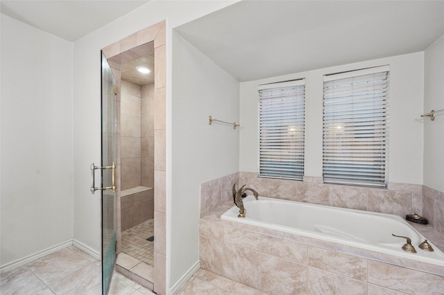 4247 Blackheath Rd, Dallas, TX 75227 - bathroom featuring independent shower and bath and tile patterned flooring