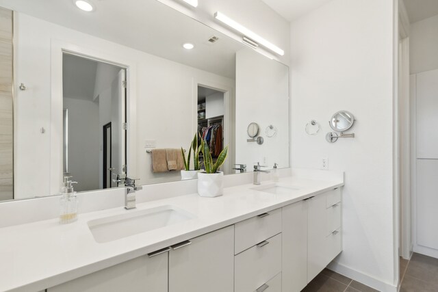 bathroom featuring vanity and tile patterned floors