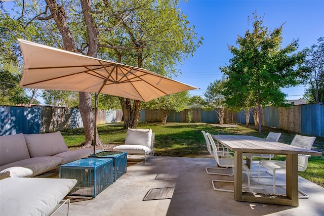 view of patio / terrace with an outdoor living space