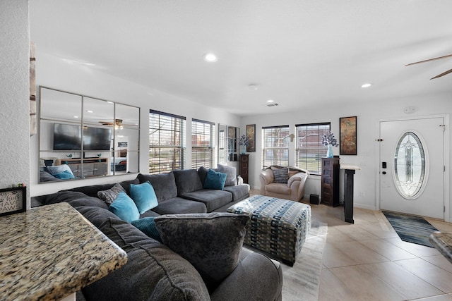 view of tiled living room