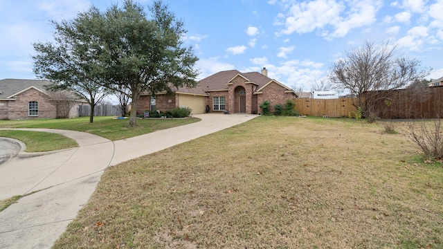 ranch-style home featuring a front yard