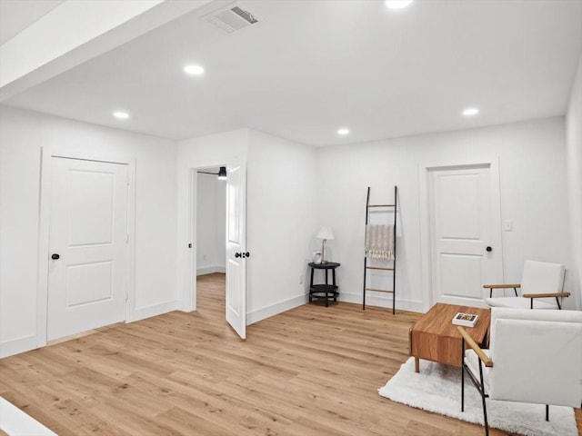 unfurnished room featuring light wood-type flooring