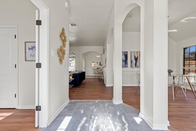 foyer entrance with tile patterned flooring