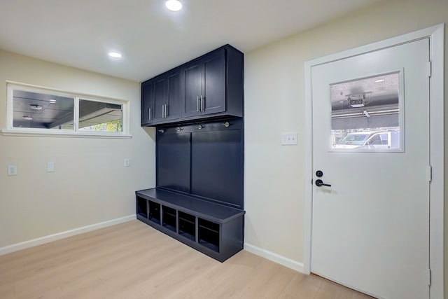 mudroom featuring light hardwood / wood-style flooring