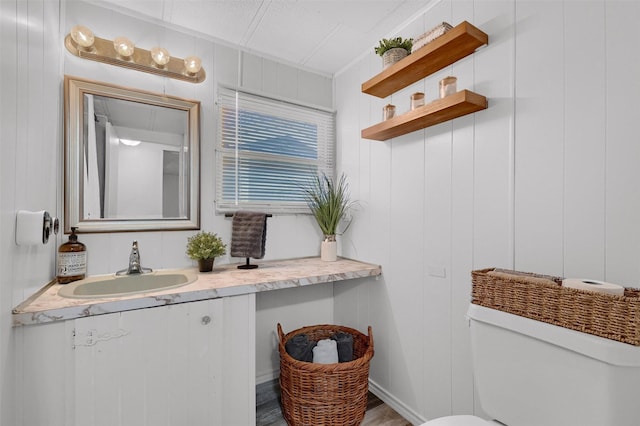 bathroom with vanity and toilet