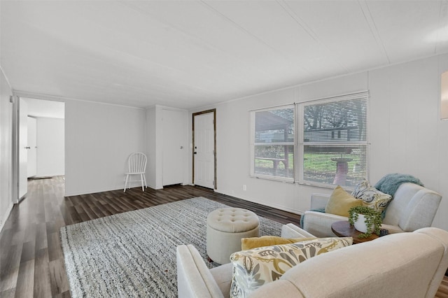 living room with dark wood-type flooring