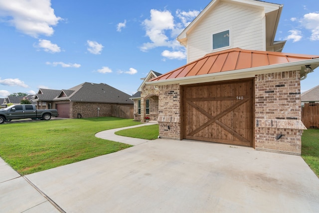 exterior space with a garage