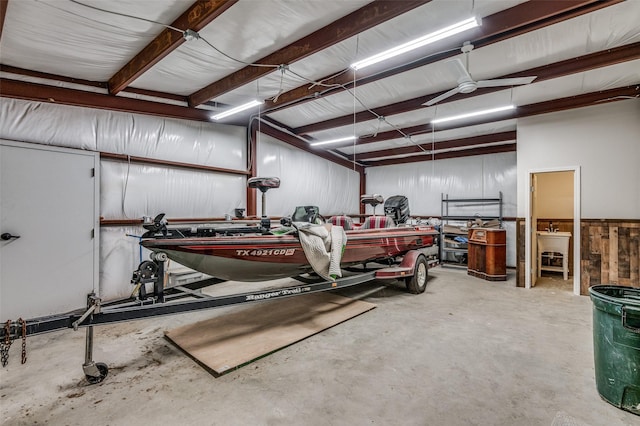 garage featuring a workshop area