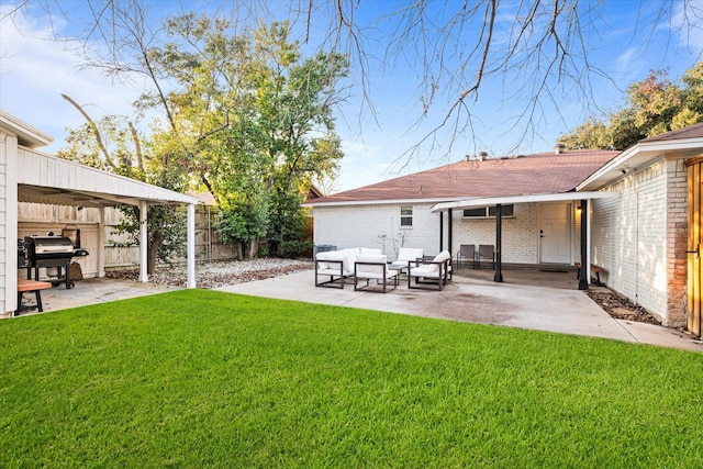 view of yard with an outdoor hangout area and a patio area