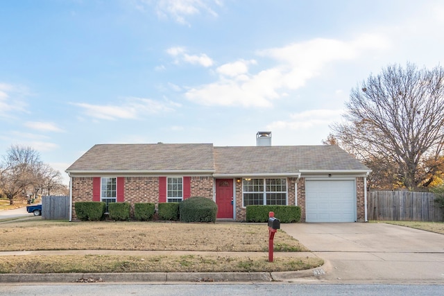 single story home with a garage