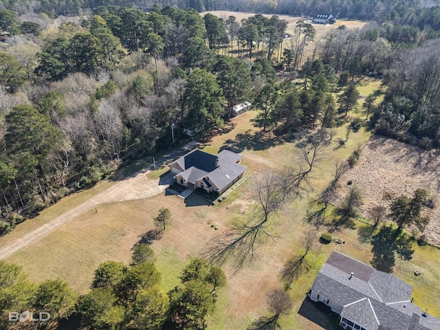 birds eye view of property featuring a rural view