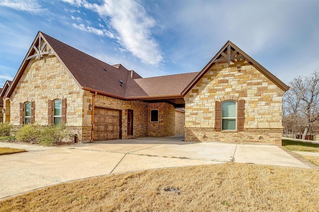 view of front of property with a garage