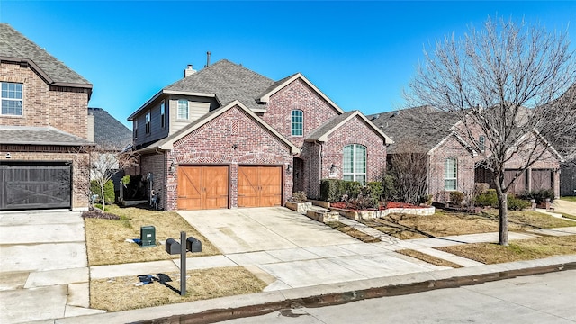 front of property featuring a front lawn and a garage