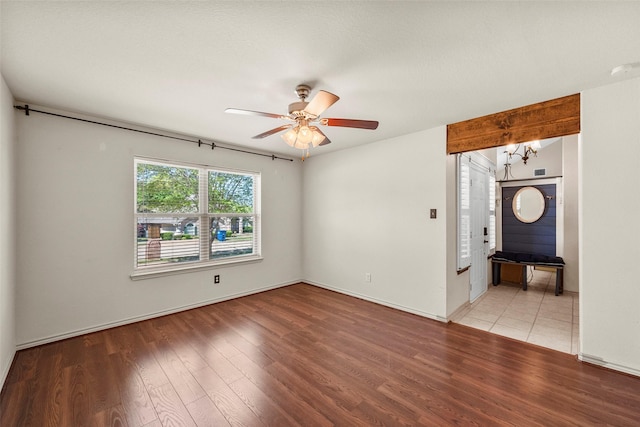 interior space featuring light hardwood / wood-style flooring and ceiling fan