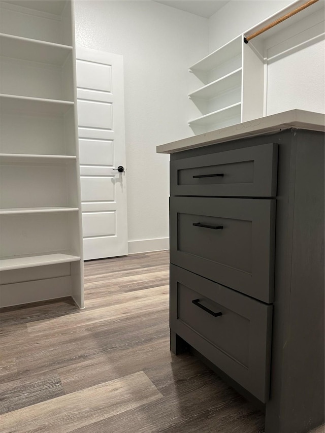 walk in closet featuring hardwood / wood-style floors