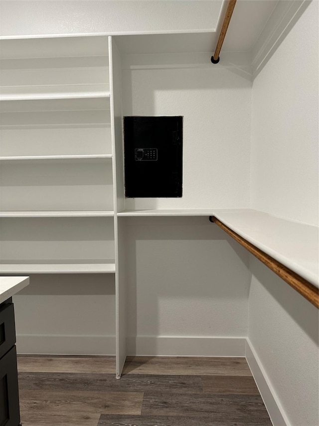 walk in closet featuring hardwood / wood-style floors