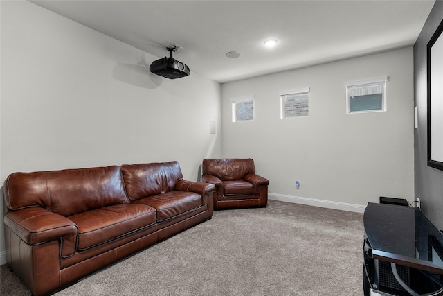 view of carpeted home theater room