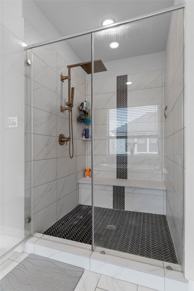 bathroom featuring walk in shower