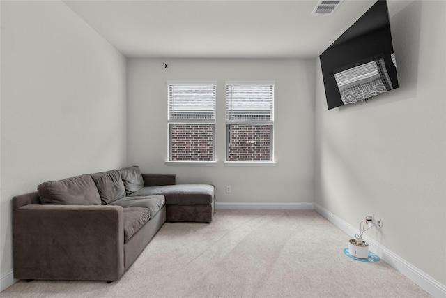 living room with light carpet