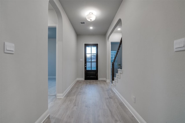 entrance foyer featuring light wood-type flooring