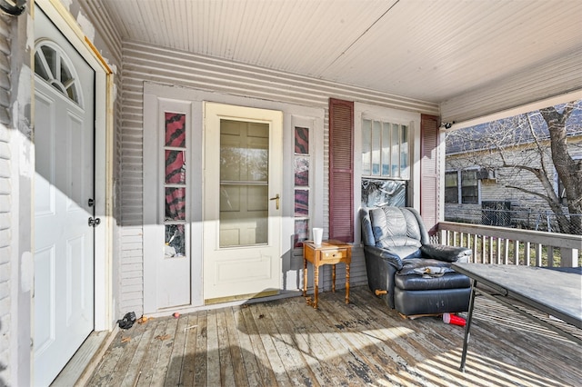 wooden terrace with covered porch