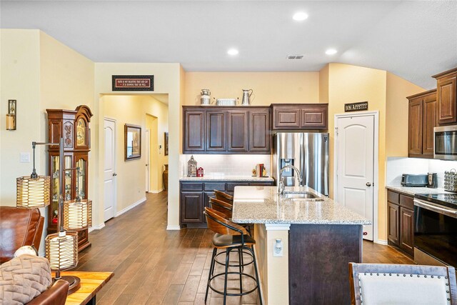 living room with lofted ceiling