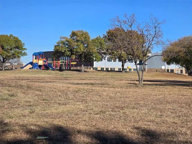 view of yard with a playground