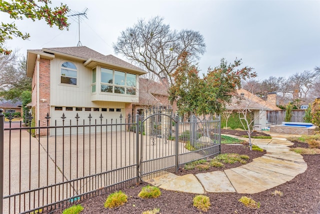 view of front of house with a garage