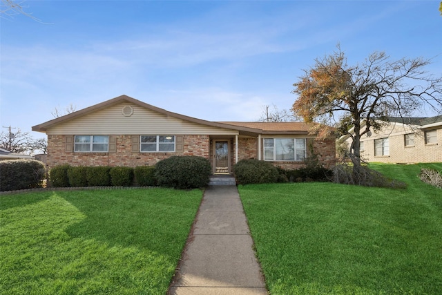 ranch-style house with a front lawn