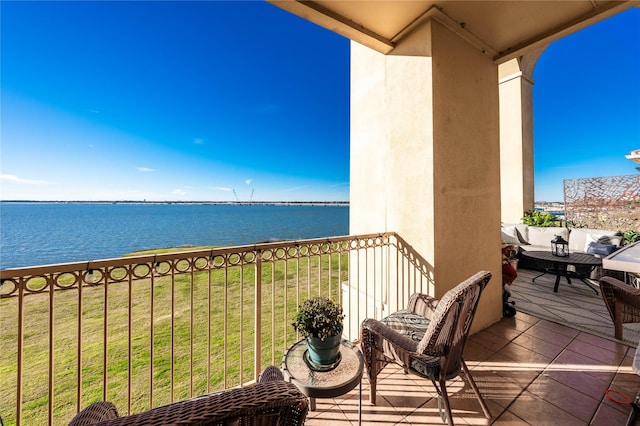 balcony with a water view