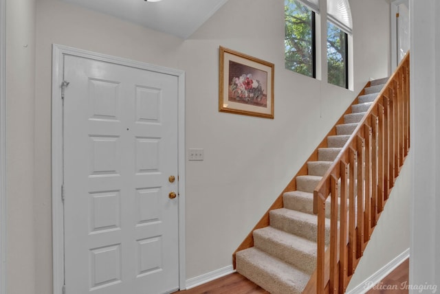 foyer entrance with wood-type flooring