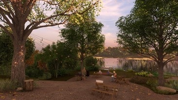 yard at dusk with a water view