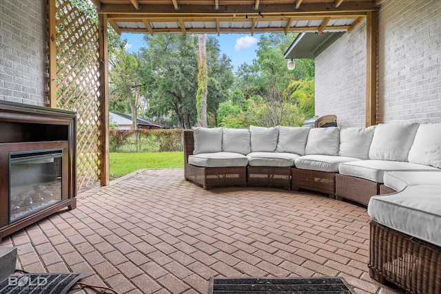 view of patio / terrace featuring an outdoor living space