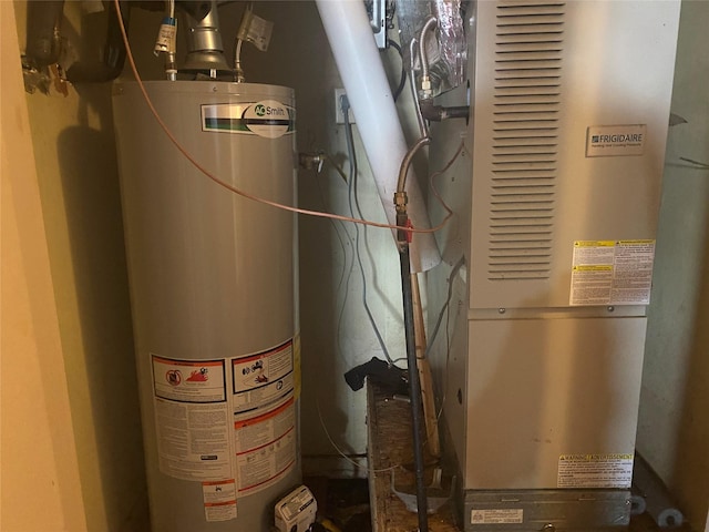 utilities with water heater and heating unit