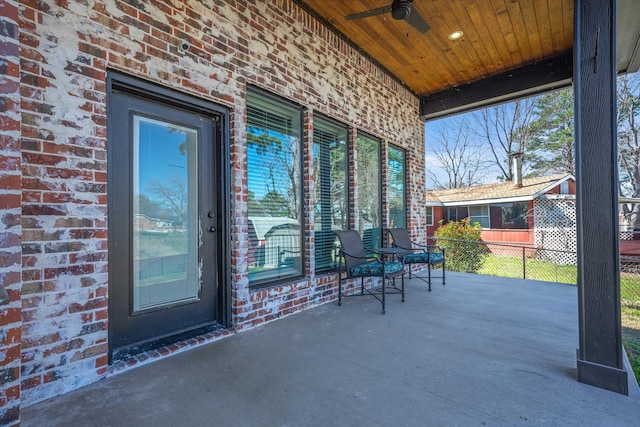 view of patio / terrace featuring ceiling fan