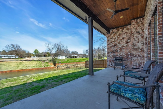 view of patio with ceiling fan