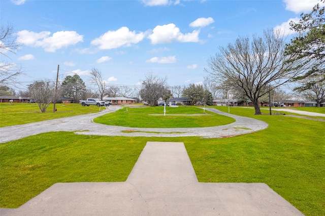 view of community featuring a lawn