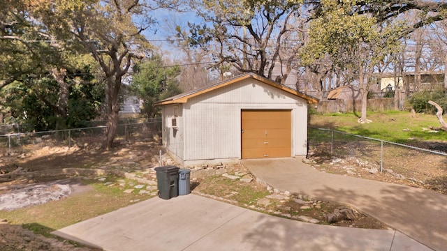 view of outbuilding with a garage