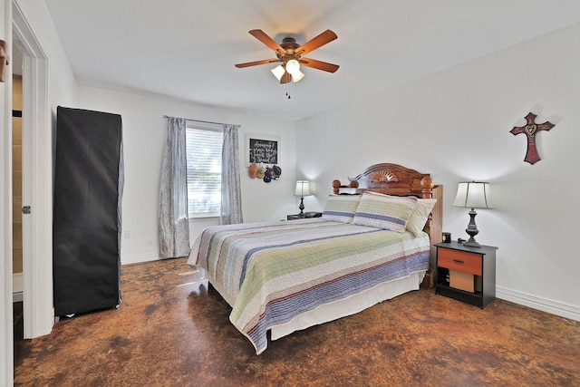 bedroom featuring ceiling fan