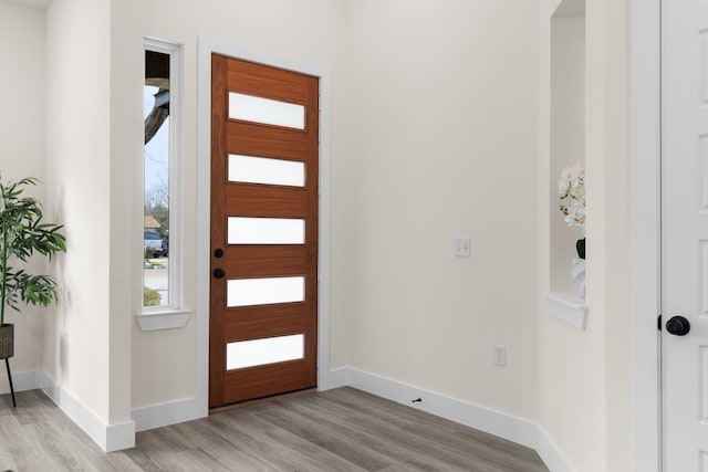 entrance foyer with light hardwood / wood-style floors