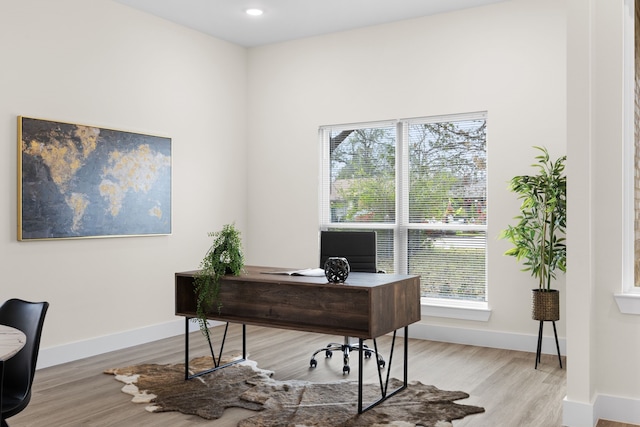 office featuring light wood-type flooring