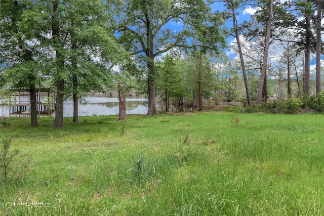 view of yard featuring a water view