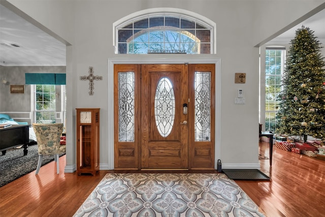 foyer entrance with light hardwood / wood-style flooring